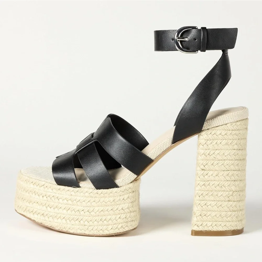 The Drop ‘Bea’ woven black and tan platform heel NEW with tags size 12